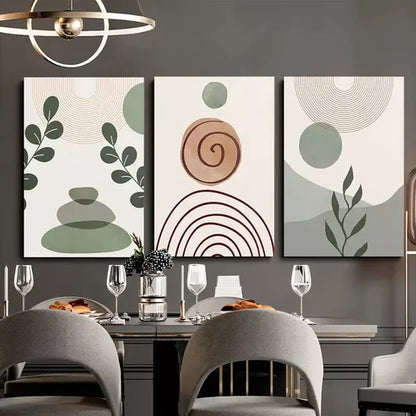 3pcs Abstract Sage Green Art with Golden Wall Art Set Canvas Unframed - High Quality Print 100% Australian Made Wall Canvas - Bella Home Decor