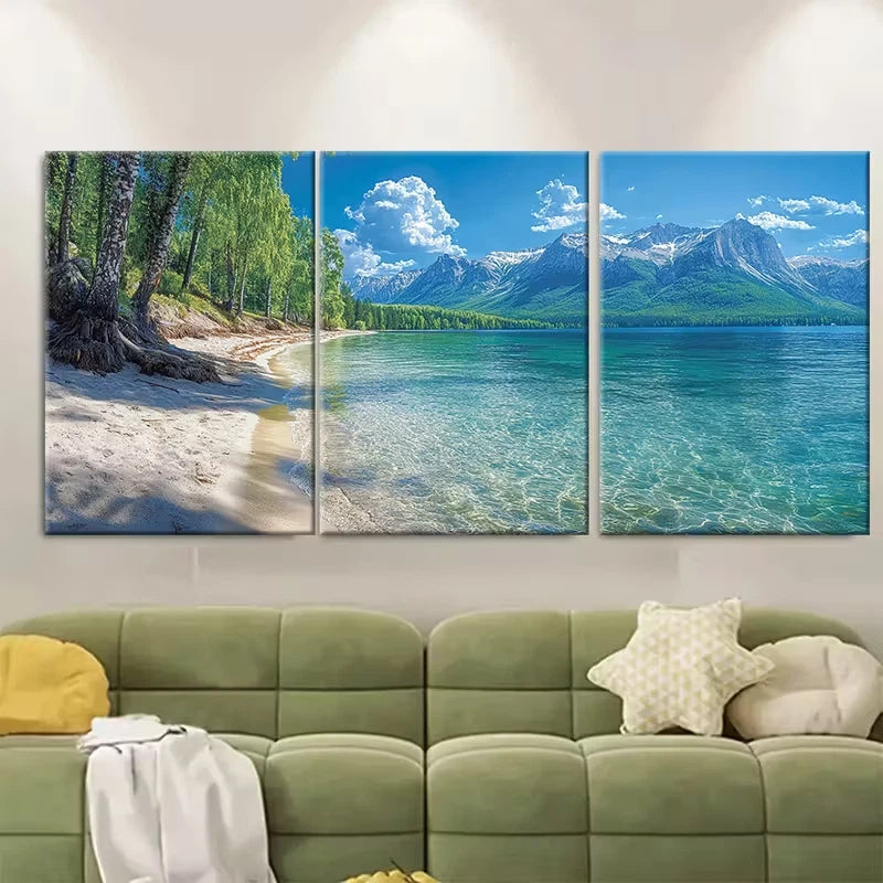 3pcs Serene Lake Seliger Russia Metal Print Ready to Hang Art