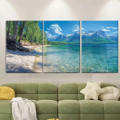 3pcs Serene Lake Seliger Russia Metal Print Ready to Hang Art