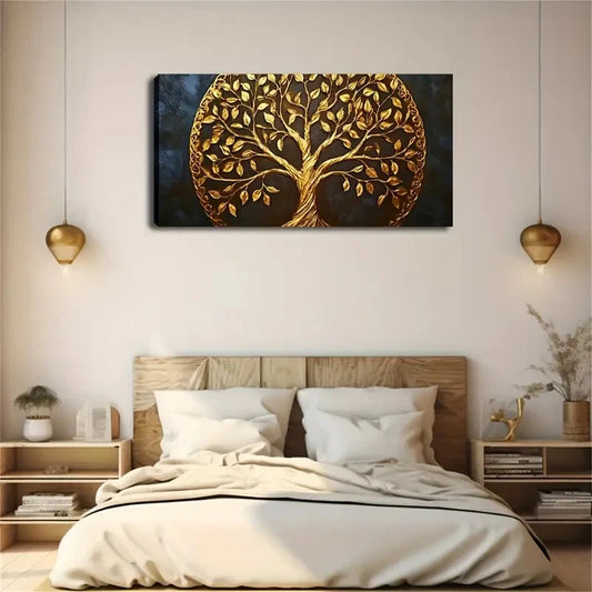 Modern Minimalist Golden Branch Wall Art Canvas Office Home Room Framed 120x60cm