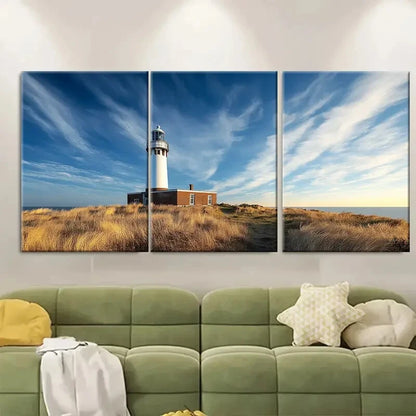 3pcs Texel Lighthouse Coastal Scenic Metal Print Ready to Hang Art - Bella Home Decor