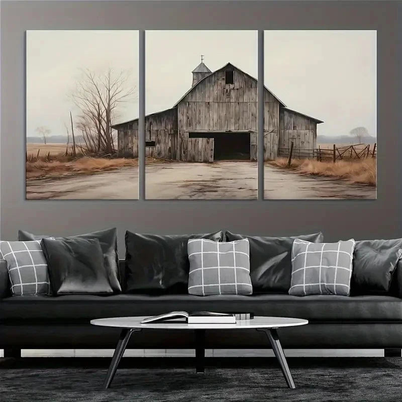 3pcs Abandoned Farmhouse Rustic Barn Metal Print Ready to Hang Art - Bella Home Decor