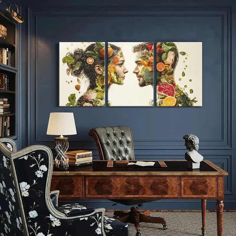 3pcs Abstract Art Lovers Vintage Wall Art Painting Metal Print Ready to Hang Art - Bella Home Decor