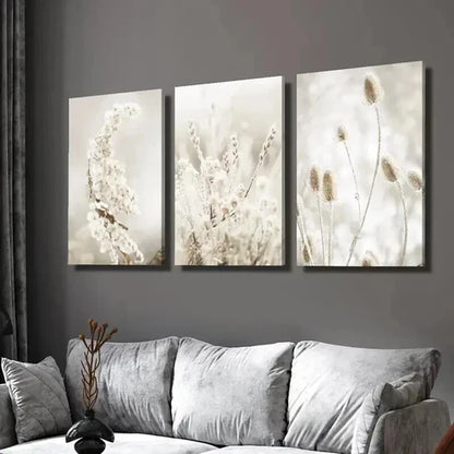 3pcs Neutral Botanical Floral Wall Art Canvas Unframed - High Quality Print 100% Australian Made Wall Canvas