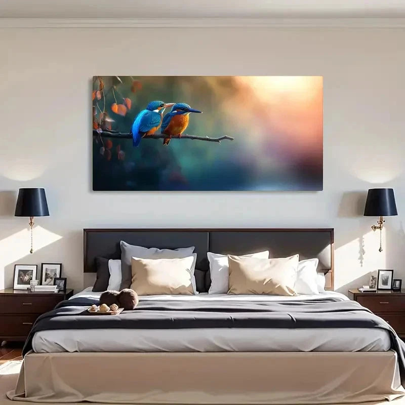 Kingfisher Vibrant Nature Color Wall Art Canvas Office Home Room Framed 120x60cm - Bella Home Decor