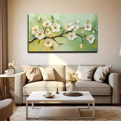 Apricot Blossom Floral Modern Wall Art Canvas Office Home Room Framed 120x60cm