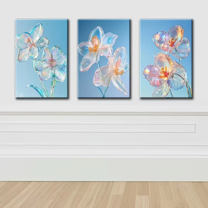 3pcs Luxurious Flowers under the Sky Wall Art Set Canvas Framed 50x70cm - High Quality Print 100% Australian Made Wall Canvas Ready to Hang