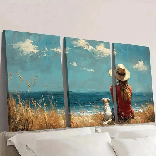 3pcs A Little Souvenir Fine Art EY Wall Art Set Canvas Framed 40x60cm - High Quality Print 100% Australian Made Wall Canvas Ready to Hang