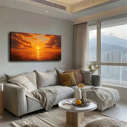 Vibrant Orange & Red Sky Over Wall Art Canvas Office Home Room Framed 120x60cm - Bella Home Decor