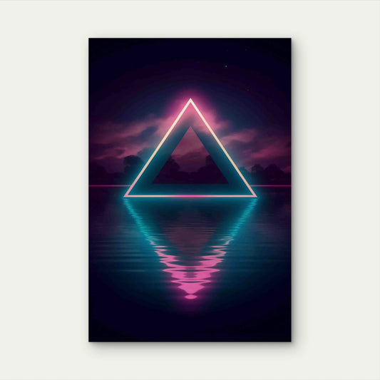 3D Rendering Neon Triangle 40x60cm Metal Print Ready to Hang