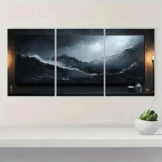 3pcs Black and White Minimalist Painting Metal Print Ready to Hang Art