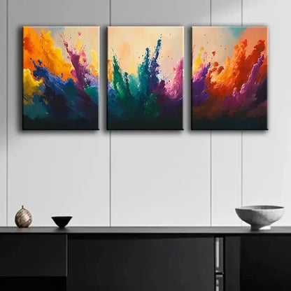 3pcs Colorful Liquid Paint Splashes Perfect Wall Art Set Canvas Unframed - High Quality Print 100% Australian Made Wall Canvas - Bella Home Decor