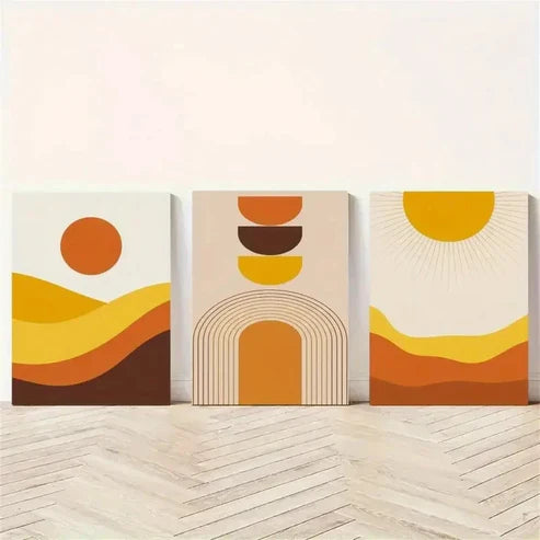 3pcs Sun, Arches, Rays Wall Art Canvas Unframed – High Quality Print 100% Australian Made Wall Canvas