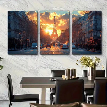 3pcs Parisian Street Photography Metal Print Ready to Hang Art