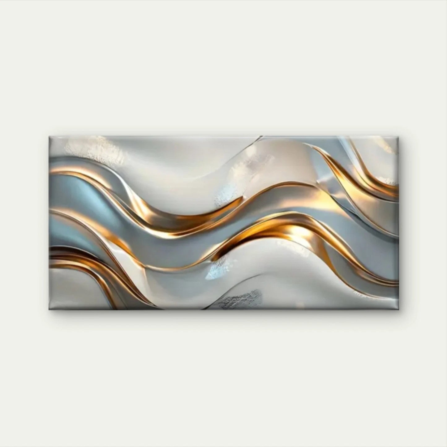 Gold Silvery Swirl Abstract Wall Art Canvas Office Home Room Framed 120x60cm