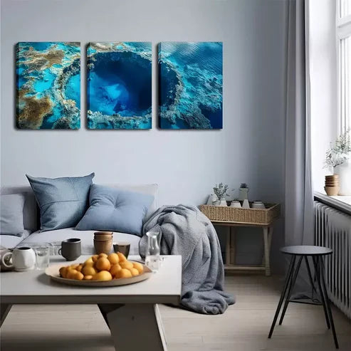 3pcs Serene Blue-Eyed Lake Landscape Wall Art Set Canvas Unframed - High Quality Print 100% Australian Made Wall Canvas