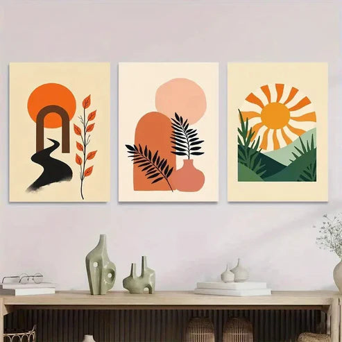 3pcs Modern Abstract 3 Boho Style Wall Art Set Canvas Unframed - High Quality Print 100% Australian Made Wall Canvas