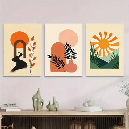 3pcs Modern Abstract 3 Boho Style Wall Art Set Canvas Unframed - High Quality Print 100% Australian Made Wall Canvas