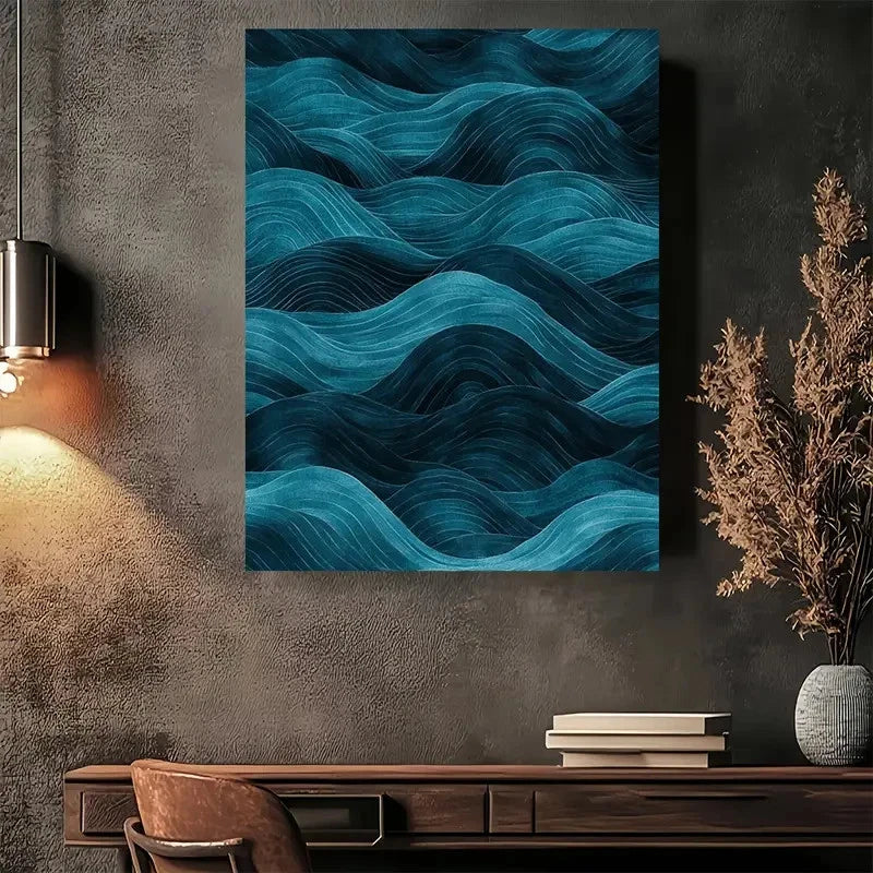 Beautiful Ocean Waves Abstract Painting 40x60cm Metal Print Ready to Hang - Bella Home Decor