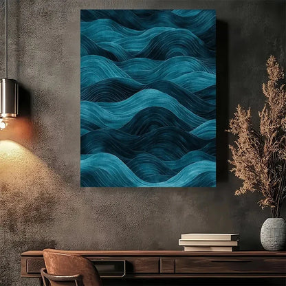 Beautiful Ocean Waves Abstract Painting 40x60cm Metal Print Ready to Hang - Bella Home Decor