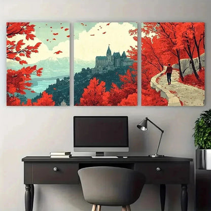 3pcs Vintage Quebec Décor Retro Montreal Perfect  Wall Art Set Canvas Framed 40x60cm - High Quality Print 100% Australian Made Wall Canvas Ready to Hang