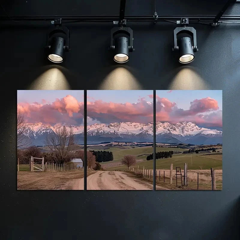 3pcs Dusk Mountain Road Scenic Metal Print Ready to Hang Art - Bella Home Decor