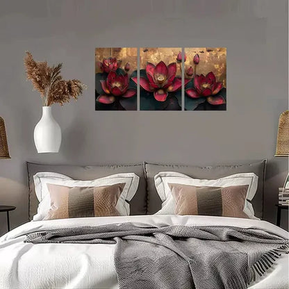 3pcs Lotus Flower Canvas Unframed - High Quality Print 100% Australian Made Wall Canvas