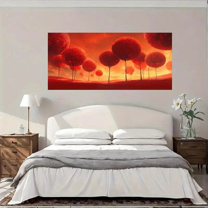 Red Trees Fantasy Wall Art Canvas Office Home Room Framed 120x60cm