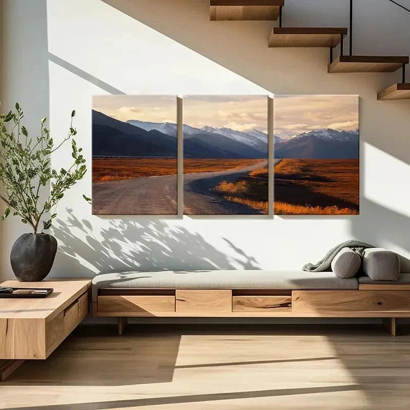 3pcs Vibrant Mountain & Road Landscape Wall Art Set Canvas Framed 40x60cm - High Quality Print 100% Australian Made Wall Canvas Ready to Hang