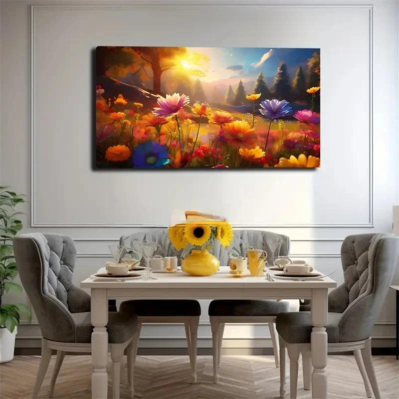Blooming Flowers Wall Art Canvas Office Home Room Framed 120x60cm