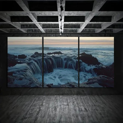 3pcs Ocean Coast Golden Seascape Metal Print Ready to Hang Art