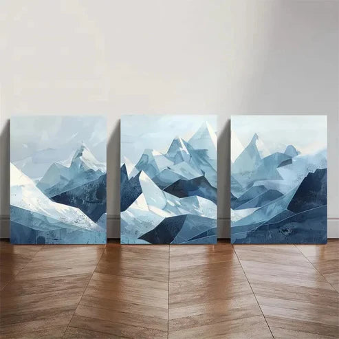 3pcs Abstract Mountain Triptych Wall Art Set Canvas Unframed - High Quality Print 100% Australian Made Wall Canvas - Bella Home Decor