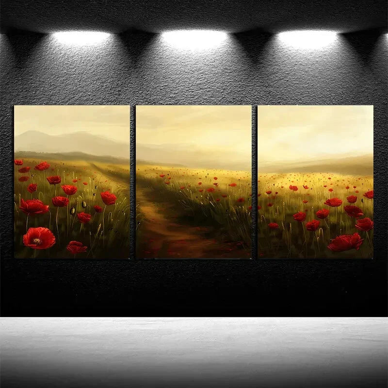 3pcs Vibrant Charming Floral Grassland Design Metal Print Ready to Hang Art - Bella Home Decor
