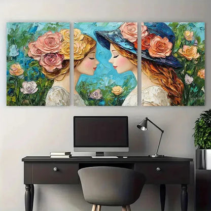 3pcs Beautiful Mother and Daughter Floral Beauty Wall Art Canvas Unframed - High Quality Print 100% Australian Made Wall Canvas - Bella Home Decor