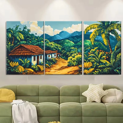 3pcs Brazilian Banana Farmers Painting Metal Print Ready to Hang Art - Bella Home Decor