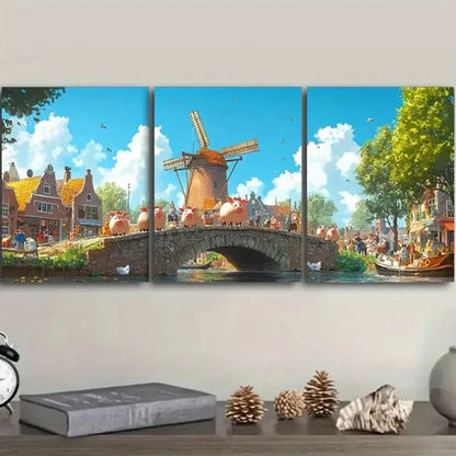3pcs Set Whimsical Animals Wall Art Set Canvas Unframed - High Quality Print 100% Australian Made Wall Canvas