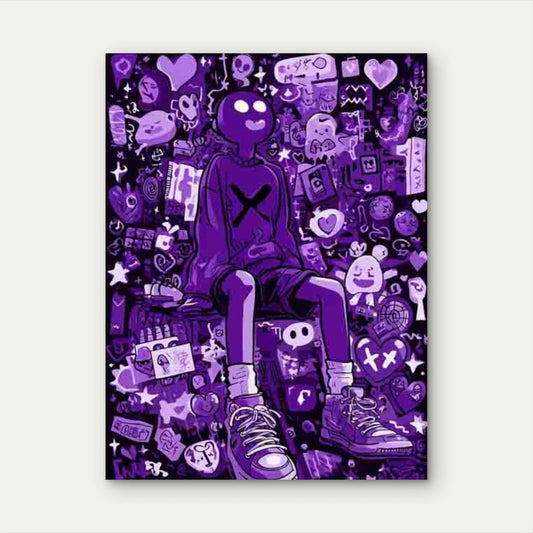 Featuring Purple Graffiti Heart Art 60x90cm Metal Print Ready to Hang