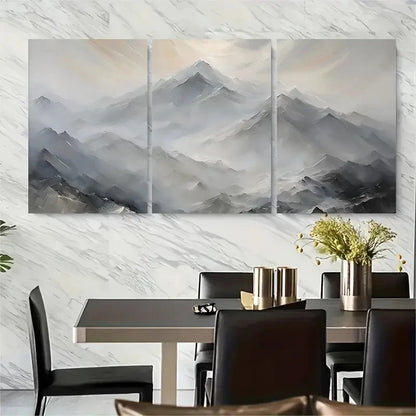 3pcs Muted Nature Mountain Range Metal Print Ready to Hang Art
