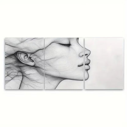 3pcs Line Face Drawing Abstract Metal Print Ready to Hang Art - Bella Home Decor