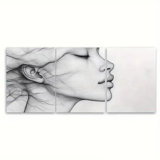 3pcs Line Face Drawing Abstract Metal Print Ready to Hang Art