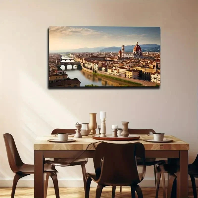 Victorian Cityscape Wall Art Canvas Office Home Room Framed 120x60cm