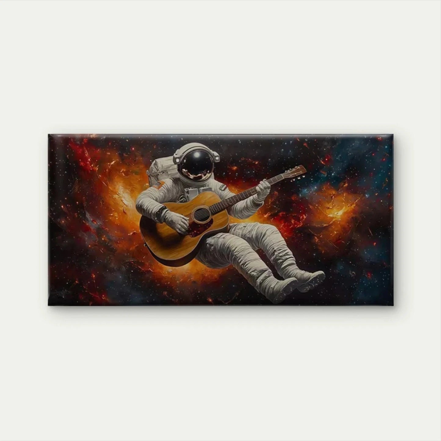 Astronaut Playing Guitar Space Wall Art Canvas Office Home Room Framed 120x60cm