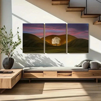 3pcs Tree In The Valley Nature Landscape Wall Art Set Canvas Framed 60x90cm - High Quality Print 100% Australian Made Wall Canvas Ready to Hang
