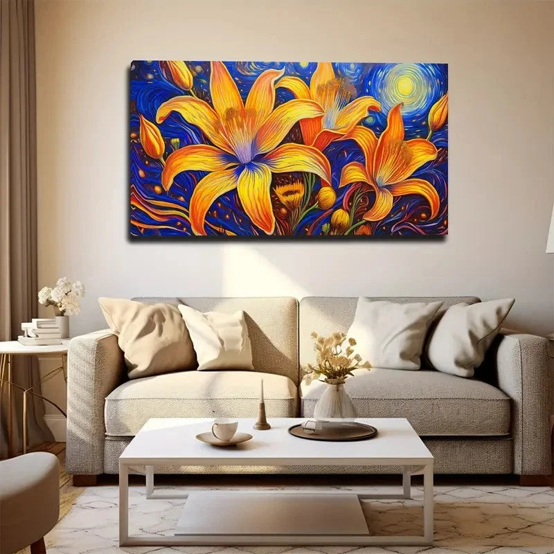 Vibrant Yellow And Orange Wall Art Canvas Office Home Room Framed 120x60cm
