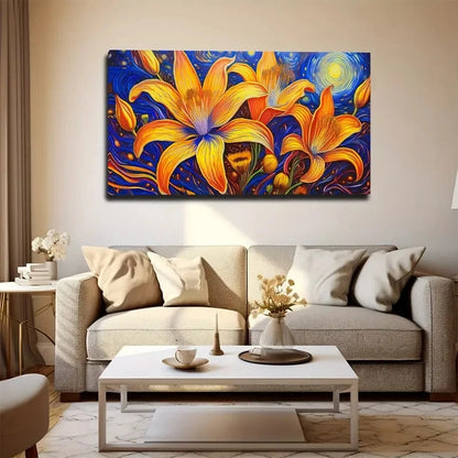 Vibrant Yellow And Orange Wall Art Canvas Office Home Room Framed 120x60cm