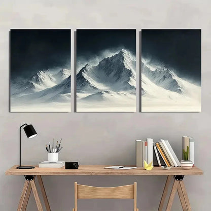 3pcs Alpine Echoes Minimalist Mountain Landscape Metal Print Ready to Hang Art - Bella Home Decor