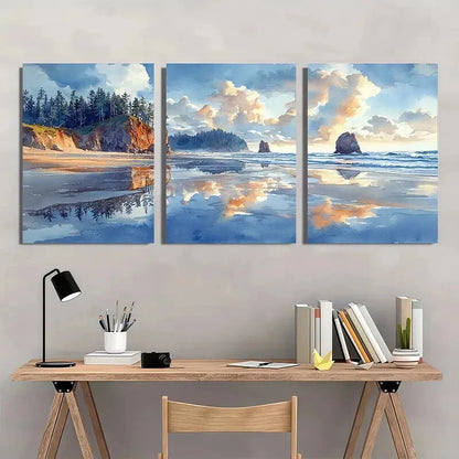 3pcs National Park Ruby Beach Watercolor Art Metal Print Ready to Hang Art - Bella Home Decor