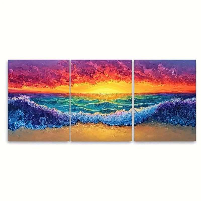 3pcs Sunset Beach Tropical Seascape Metal Print Ready to Hang Art