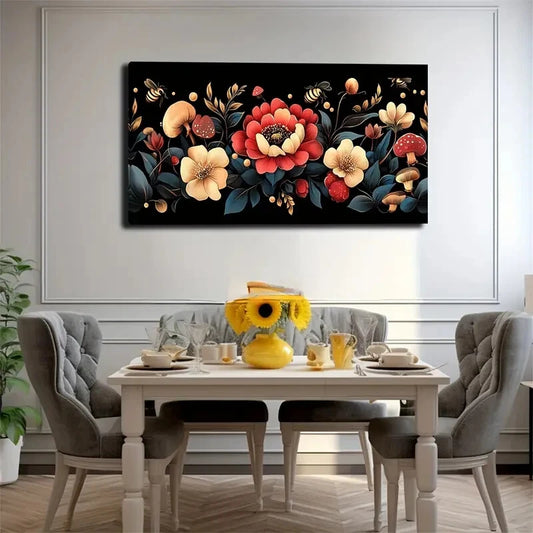 Modern Minimalist Floral Wall Art Canvas Office Home Room Framed 120x60cm