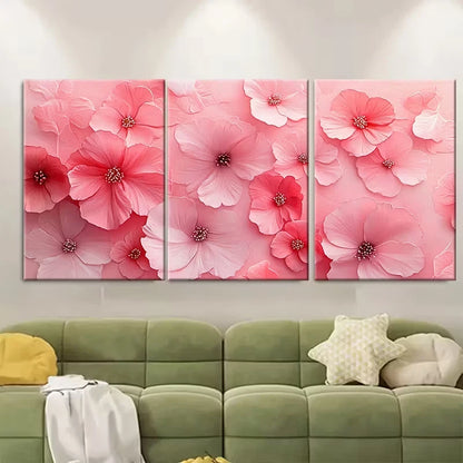 3pcs Pink Floral Abstract Metal Print Ready to Hang Art